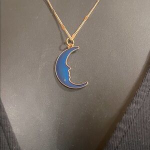 Elegant Blue Crescent Moon Necklace